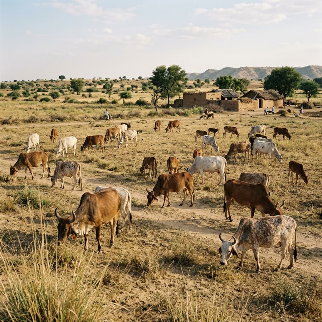 Cows grazing peacefully in Bikaner